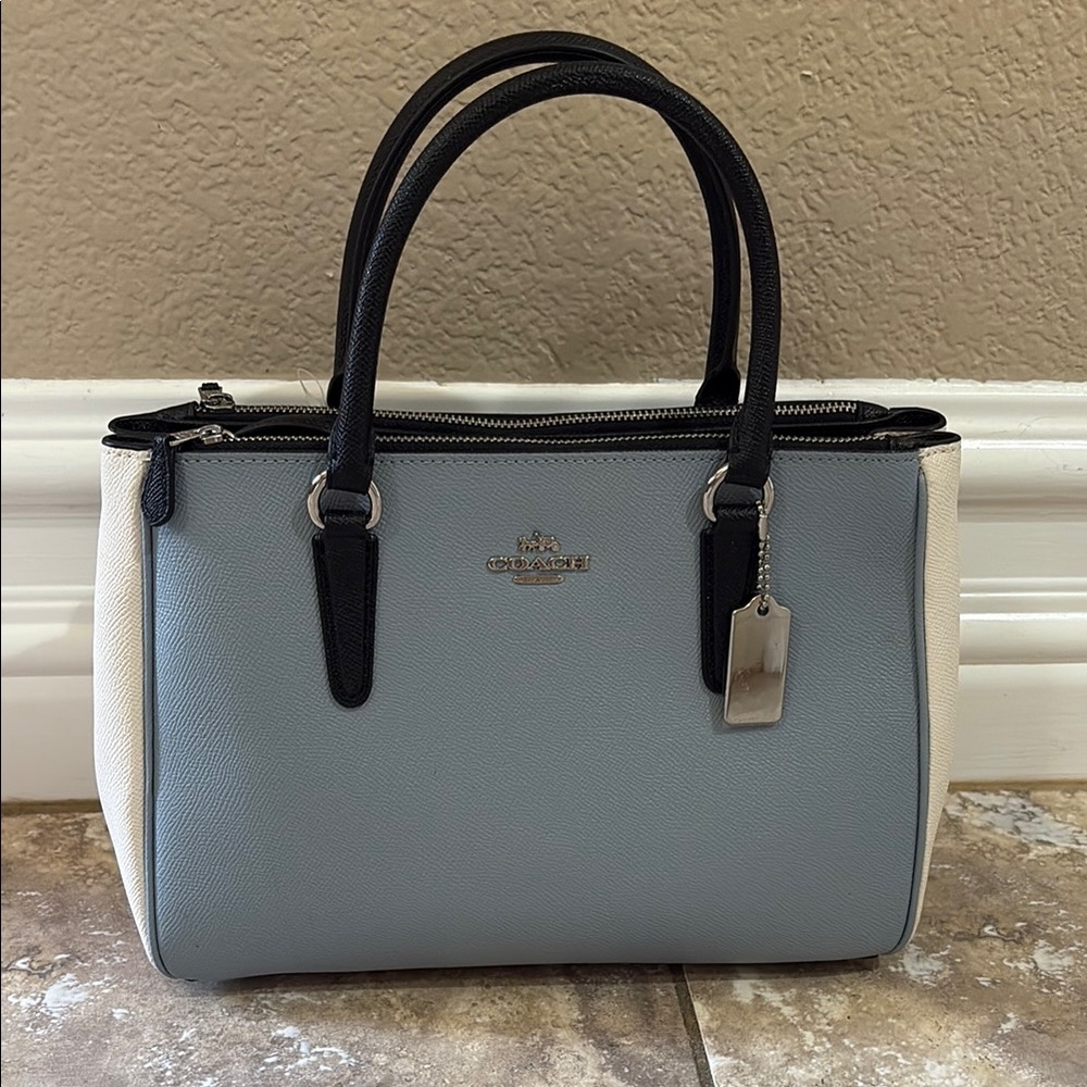 Coach Blue and Cream Satchel Bag